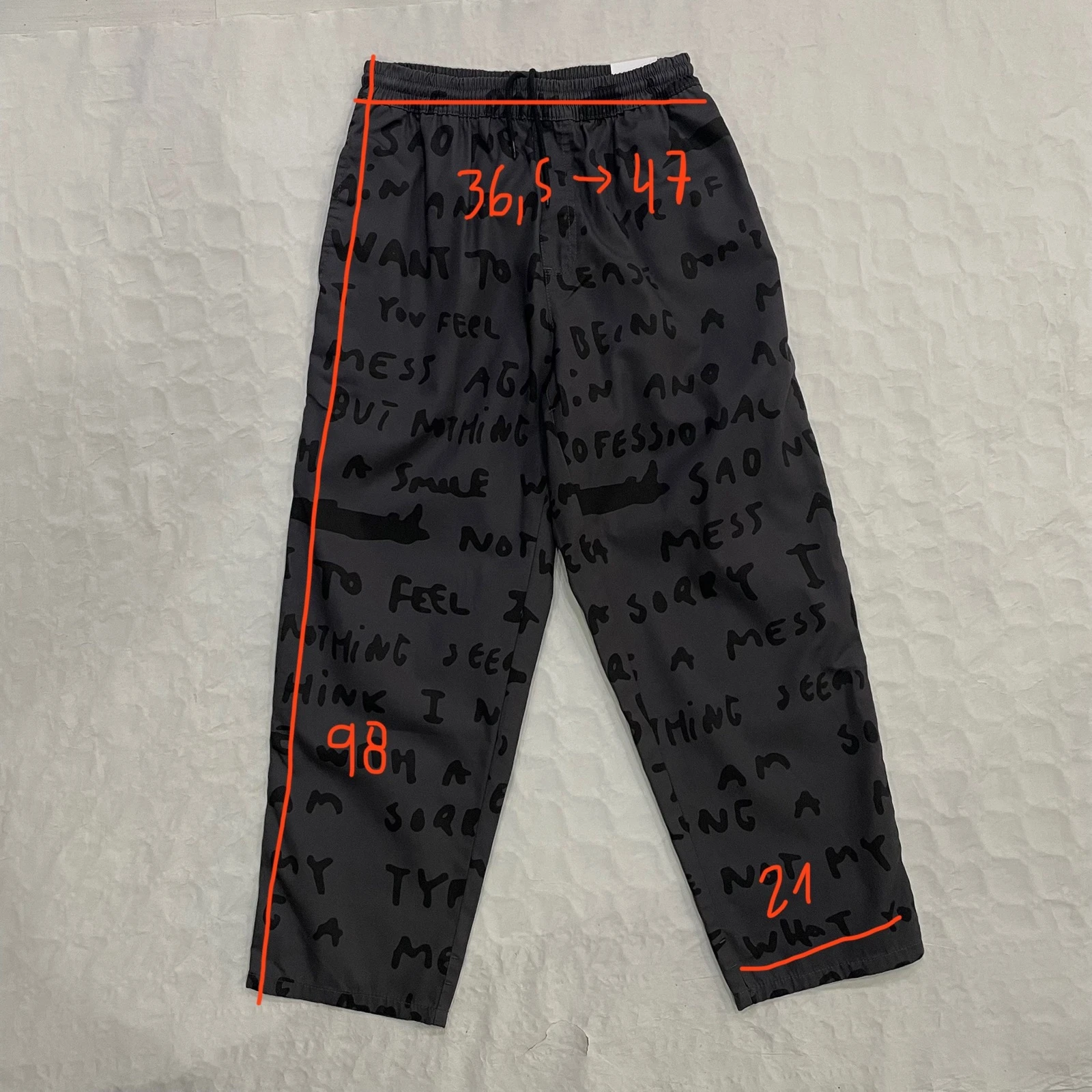 Skate Co Fleece Pants - Sad Notes Surf Pants (Graphite) – photo 3